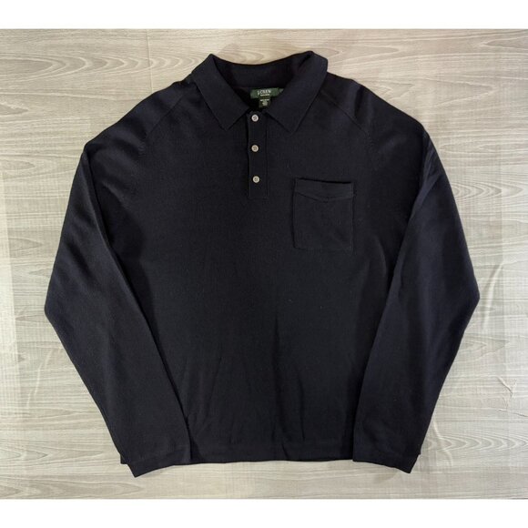J.Crew Merino Wool henley pocket Sweater Polo size L color navy NWOT